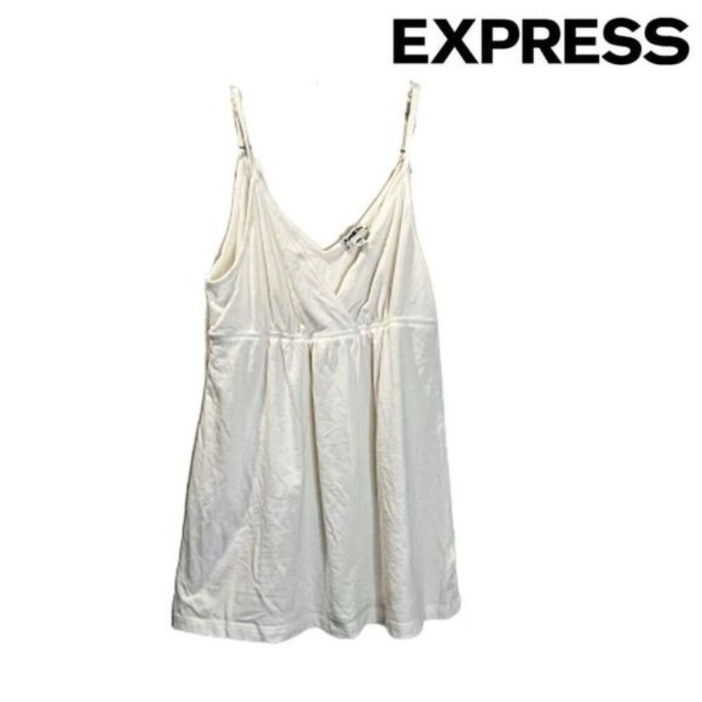 Express Women's White Surplice Babydoll‎ Spaghetti Strap Top
